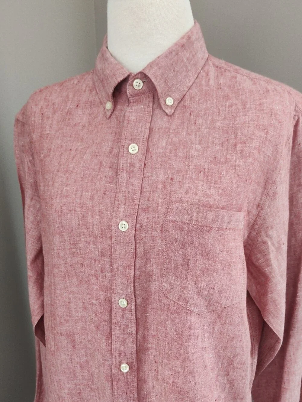 J. Crew Unisex Soft Heathered Red Linen Button-Down Shirt